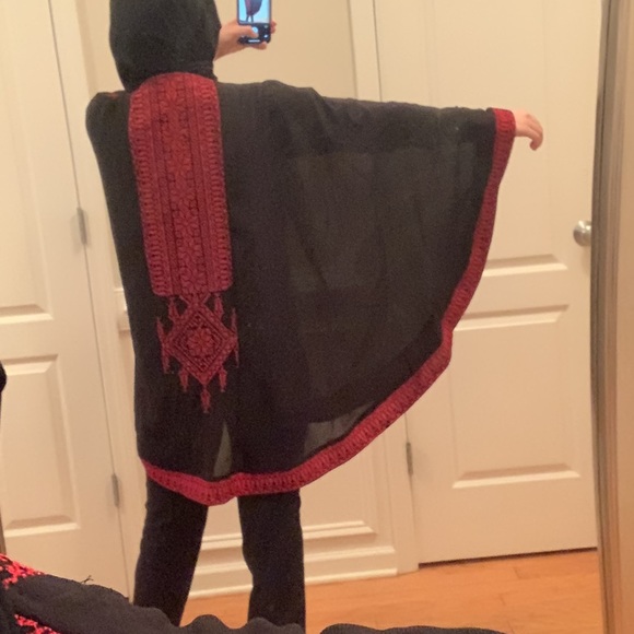Arab Traditional Red Tatreez (Embroidery) Cape Jacket - Picture 9 of 17